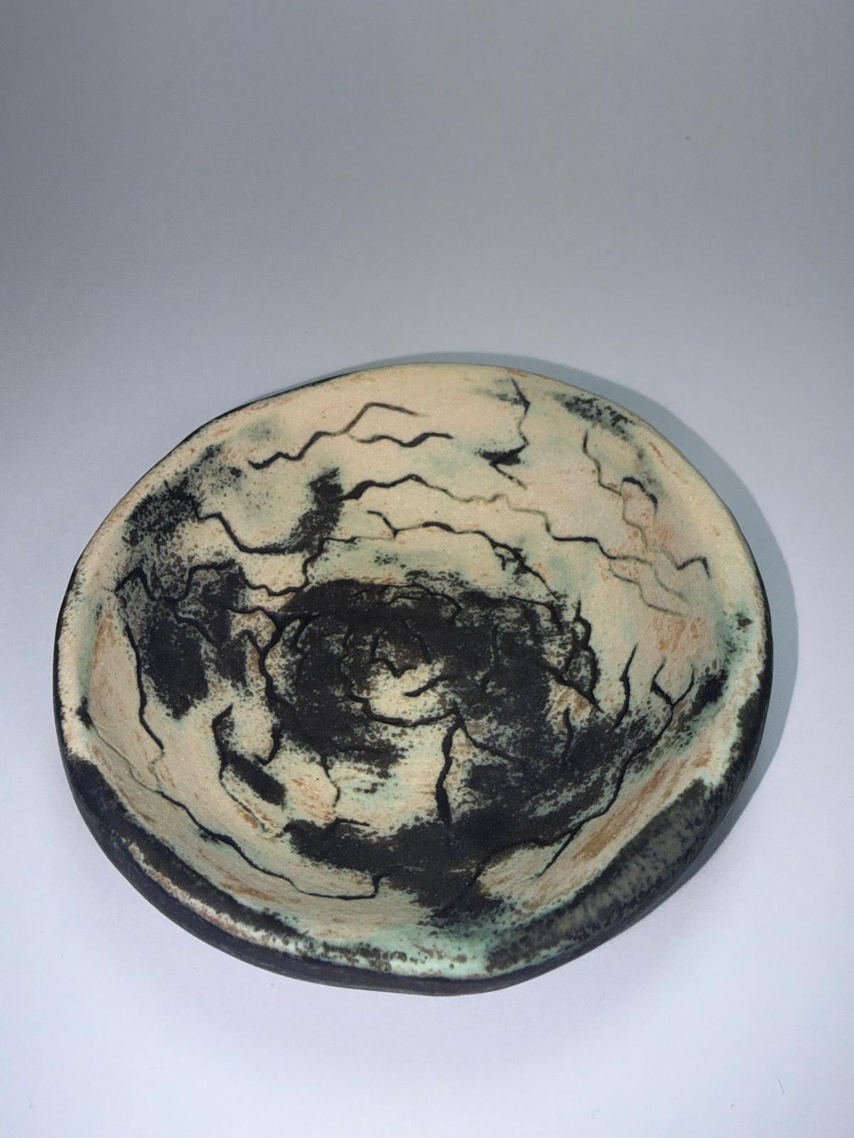Cracked Earth Trinket Dish — hand-built ceramic by Grace Ahern