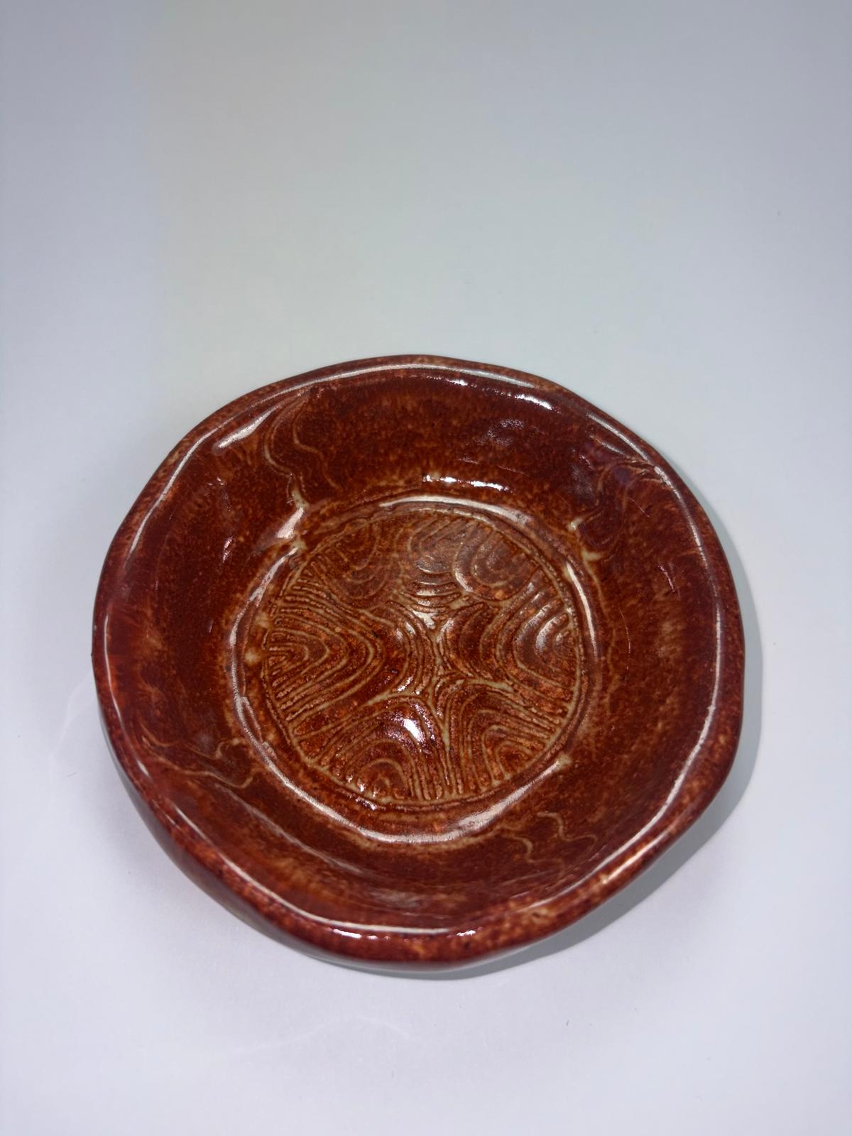 Ember Etched Trinket Dish — hand-built ceramic by Grace Ahern