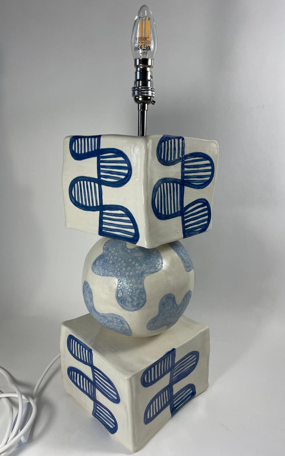 Stacked Azure Lamp — hand-built ceramic by Grace Ahern